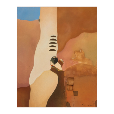 Josep Guinovart (Barcelona, 1927-2007) Caixa fang nº3. Técnica mixta y relieve sobre tela.