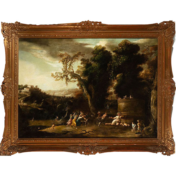 El Triunfo de Baco, a la manera de David Teniers el Joven (Amberes, 1610-1690), escuela flamenca del siglo XVII.