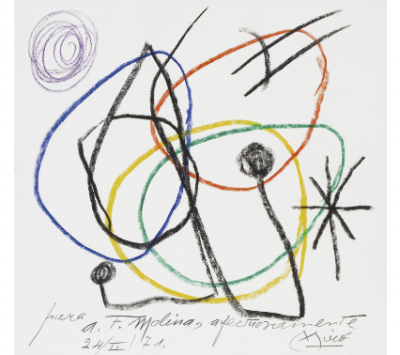 JOAN MIRÓ (Barcelona, 1893 - Palma de Mallorca, 1983) Sin título, 1971   Ceras de colores sobre papel.