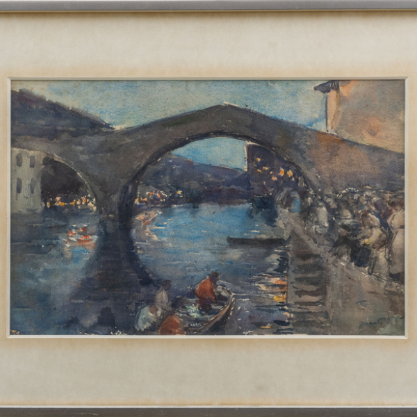 "Llegada al puerto"  ESCUELA VASCA, Siglo XX