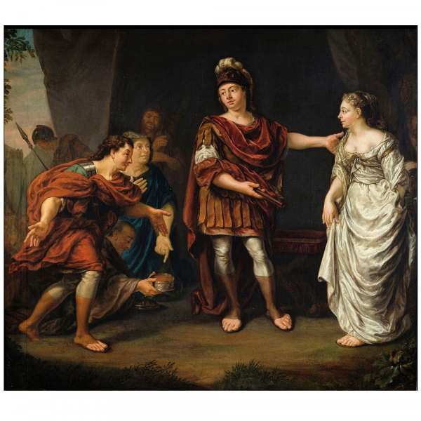 Jan Abel Wassenberg o Wassenbergh (1689 - 1750) &quot;La Continencia de Escipión&quot;.   Óleo sobre lienzo