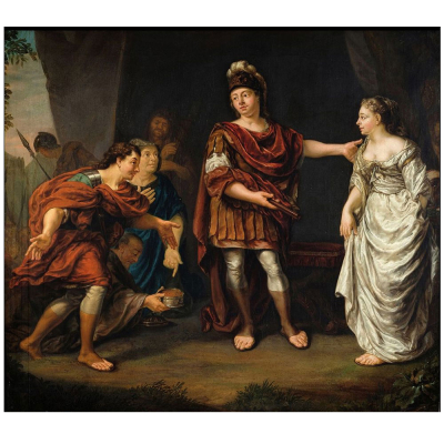 Jan Abel Wassenberg o Wassenbergh (1689 - 1750) &quot;La Continencia de Escipión&quot;.   Óleo sobre lienzo