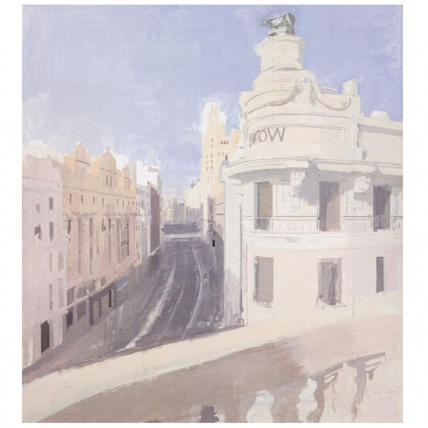 Antonio L&oacute;pez.  "Gran V&iacute;a, 1 de la tarde, 15 de enero (2023)". Aguafuerte y litograf&iacute;a sobre papel.  