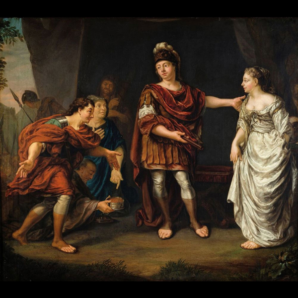 Jan Abel Wassenberg o Wassenbergh (1689, Groningen - 1750, ibídem) - La Continencia de Escipión.    Óleo sobre lienzo.