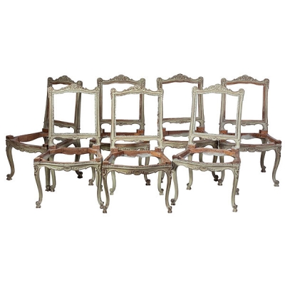 Ocho sillas francesas lacadas Regencia