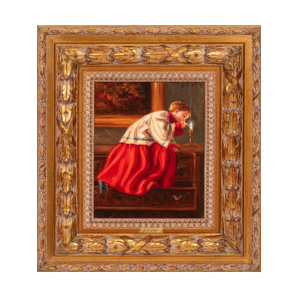 JOSÉ LULL CANTO  (Valencia 1933) "El primer cigarrillo " Firmado: José Lull Óleo / Tabla 