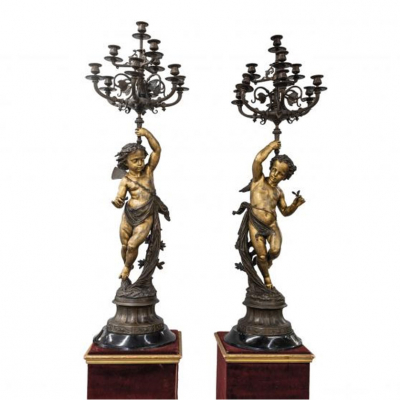 Pareja de grandes candelabros S. XIX