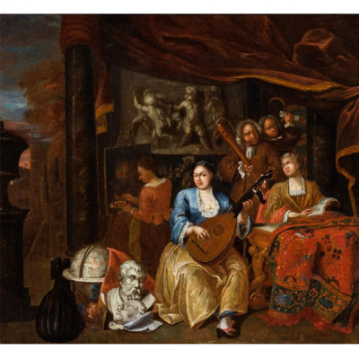 Franz Xaver Hendrik Verbeeck (1686 - 1755).  &quot;Alegorías de las Artes y las Ciencias&quot;. Dos óleos sobre lienzo.
