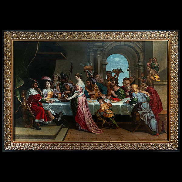 Taller de Pedro Pablo Rubens (1600-1608), Escuela Flamenca del siglo XVII, Monumental óleo sobre lienzo, 182 x 126 cm.