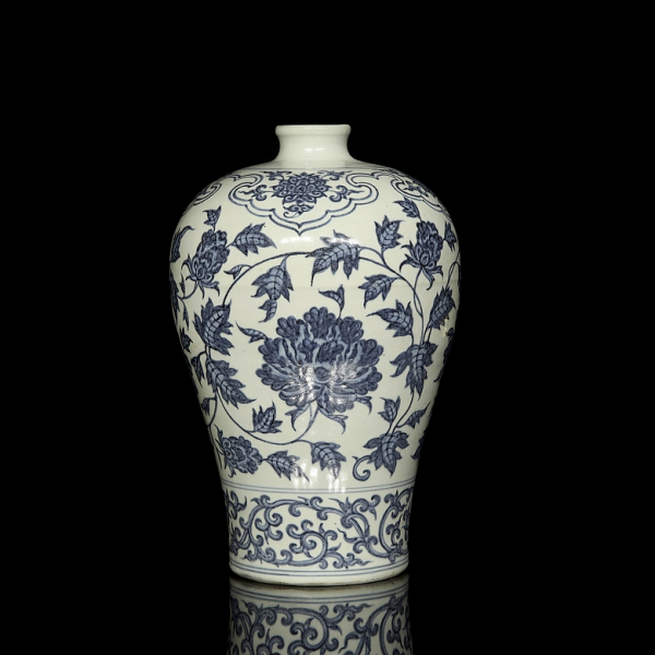 Jarrón meiping "Crisantemos y lotos", dinastía Ming.