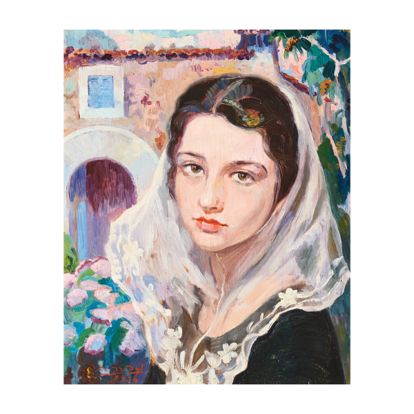 Ram&oacute;n Nadal Horrach (Palma de Mallorca, 1913-1999) Joven mallorquina. &Oacute;leo sobre tabla.