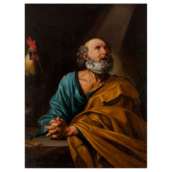 MATTHIAS STOMER (STOM), atribuido (Amersfoort, c. 1600 – Sicilia?, c. 1650) "San Pedro penitente".     