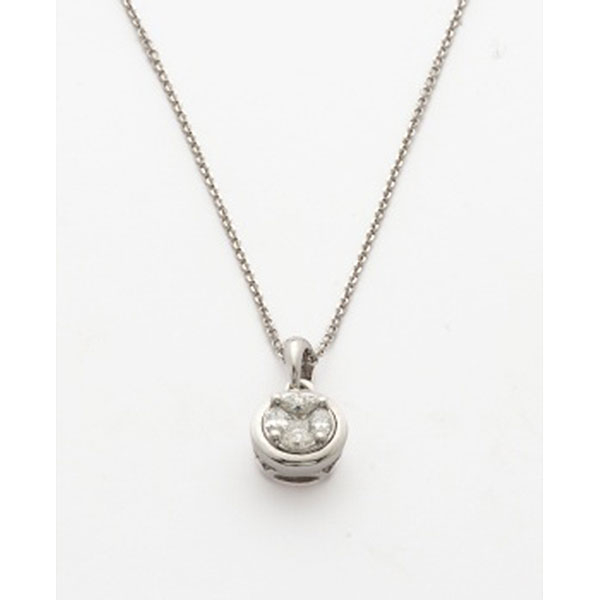 Cadena y colgante en oro blanco con diamantes talla brillante con un peso total de 0,70 cts. aprox.
