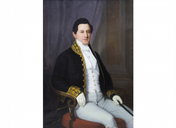 ANTONIO MAR&Iacute;A ESQUIVEL (Sevilla, 1806-Madrid, 1857)  Retrato de caballero con levita de diplom&aacute;tico. 