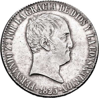 Moneda 1823 Fernando-VII Madrid SR 20 Reales M.B.C.+