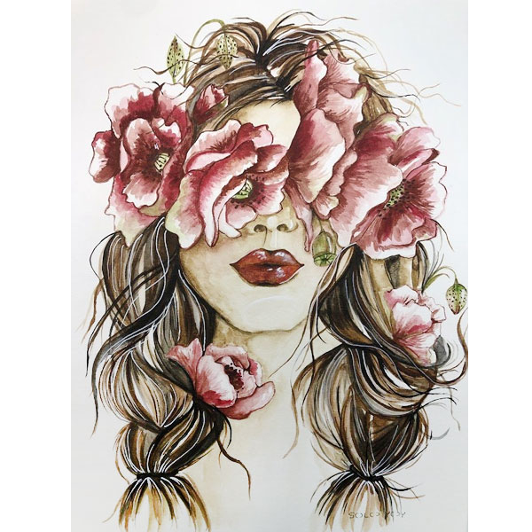 SOLO YOY. "Nubla mis ojos y llénalos de flores". 2024.  Acuarela pintada a mano.