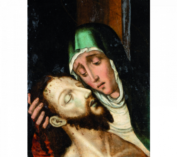 LUIS DE MORALES "EL DIVINO" (Badajoz, h.1509 - 1586) Piedad  &Oacute;leo sobre tabla.