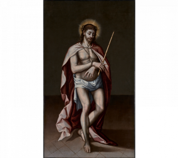 PABLO SCHEPPERS, castellanizado ESQUERT (activo en 1559-1576).  Ecce Homo. Circa 1570.   Óleo sobre tabla.