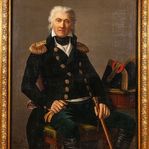 Joseph Marie Vien Le Jeune (París, 1761 - 1848) "Retrato de militar con bastón de mando"