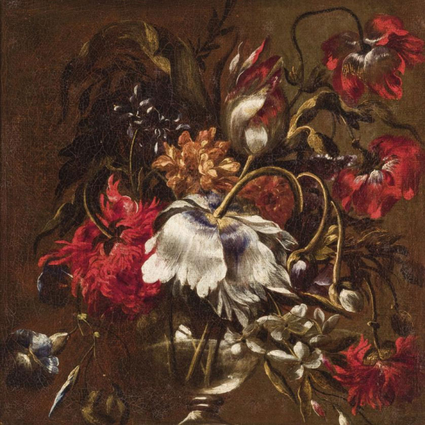 ESCUELA ESPAÑOLA SS. XVII-XVIII &quot;Pareja de floreros&quot;. Lote formado por dos óleos sobre lienzo. Reentelados.