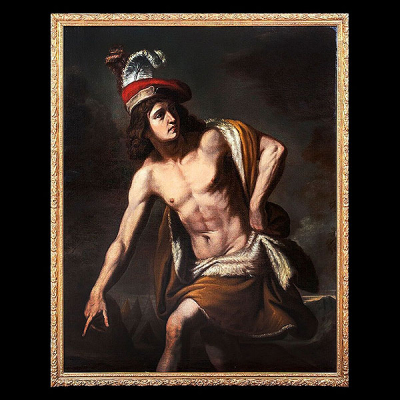Taller de Guercino (1591-1666) - David y la cabeza de Goliat, siglo XVII.