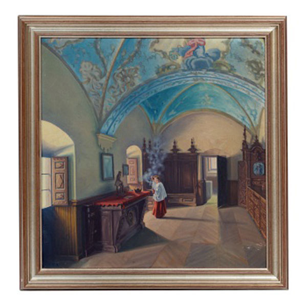 JUAN RAMÓN ISUSI RENTERIA  (Durango, Vizcaya 1887 - 1964) "Monaguillo en la Sacristía"