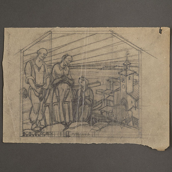 "Angelus" ISIDORO GUINEA (Bilbao, 1893-1947). Lápiz/papel