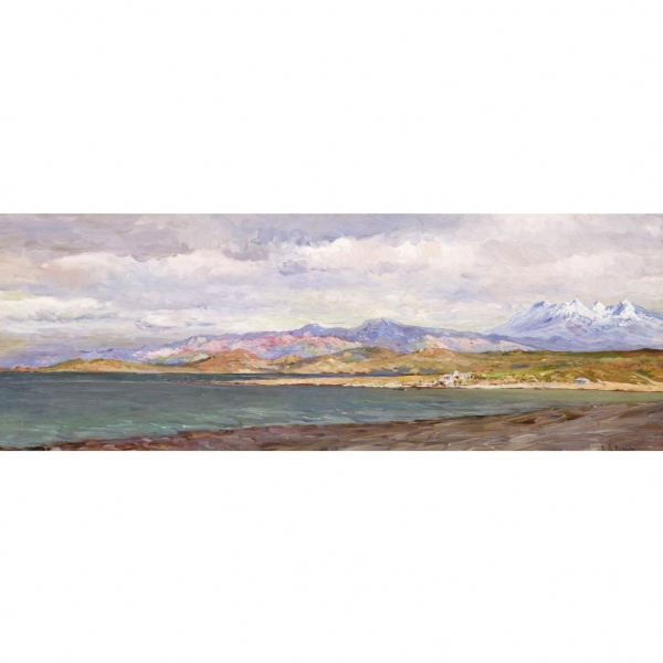 Aureliano de Beruete. "Paisaje de Madrid". &Oacute;leo sobre tabla. Firmado en el &aacute;ngulo inferior derecho.