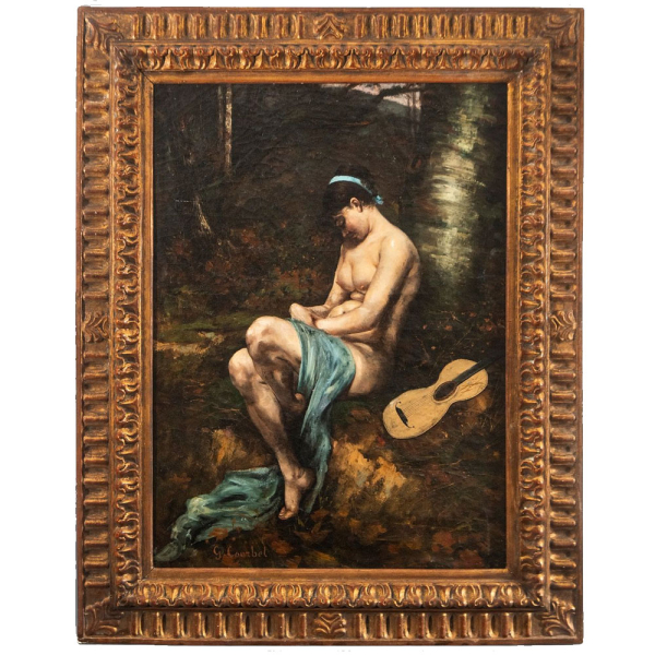 "Desnudo femenino" Atribuido/Firmado por GUSTAVE COURBET, Escuela Realista Francesa del siglo XIX.