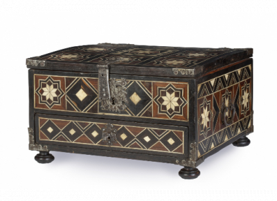 Caja de palosanto, carey y hueso Virreinato de Nueva España, probablemente Campeche, h. 1700.