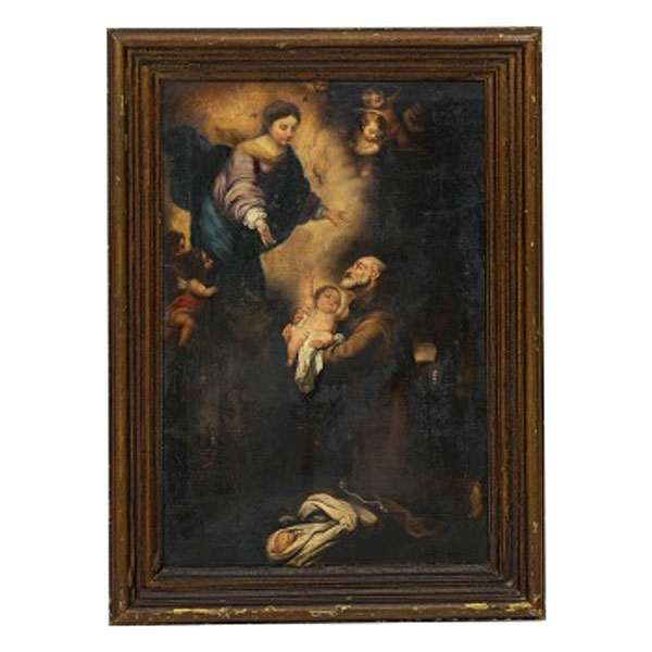  ESCUELA ESPAÑOLA  (S. XIX) "La aparición de la Virgen "