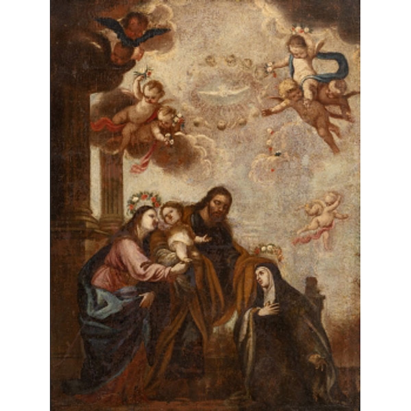ESCUELA MADRILEÑA  (S. XVII) &quot;Sagrada familia y Santa Catalina de Alejandría&quot;