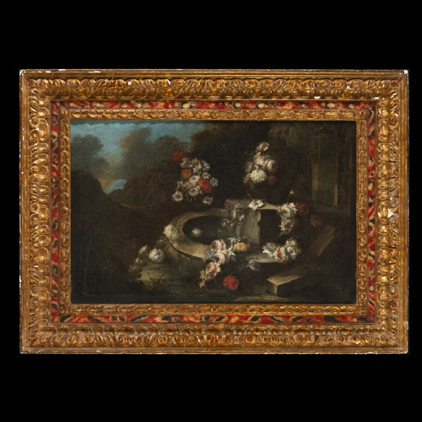 Andrea Belvedere (hacia 1652—1732) - Bodegón de Flores del siglo XVII inicios siglo XVIII.