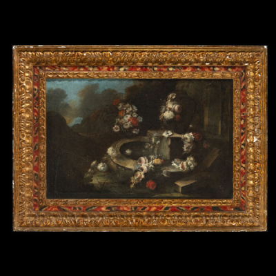 Andrea Belvedere (hacia 1652—1732) - Bodegón de Flores del siglo XVII inicios siglo XVIII.