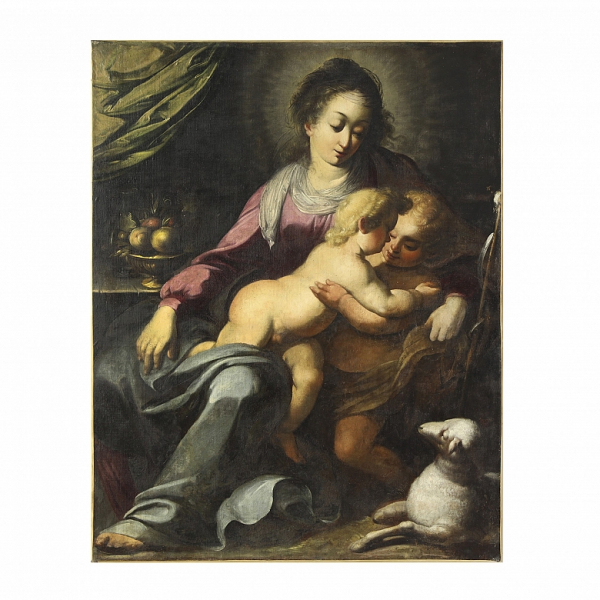 Atr. a Simone Barabino (1585-1629) "La virgen con Jes&uacute;s y San Juanito" . 