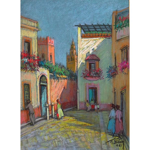 Mohammed Sabry (Egipto, S.XX) &ldquo;Barrio de Santa Cruz, Sevilla&rdquo;