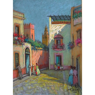 Mohammed Sabry (Egipto, S.XX) &ldquo;Barrio de Santa Cruz, Sevilla&rdquo;