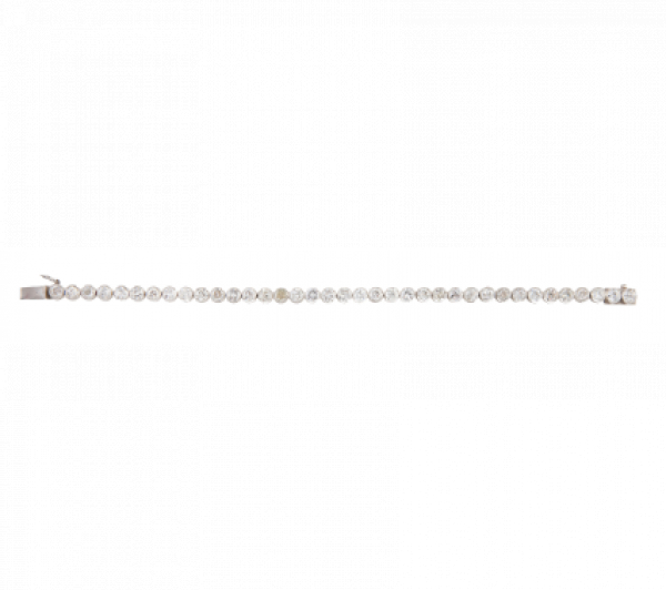 Pulsera rivière de chatones de brillantes articulados.   En montura de platino.