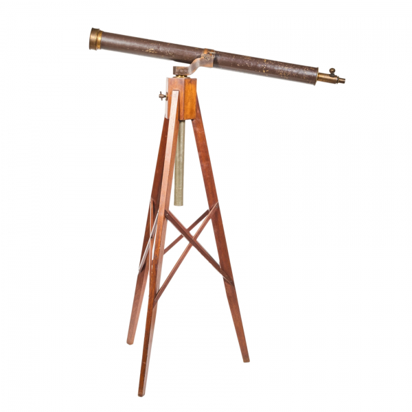 Telescopio alem&aacute;n H. Chmielewsky, Berlin, en metal lacado y tripode en madera, fles. del s.XIX.
