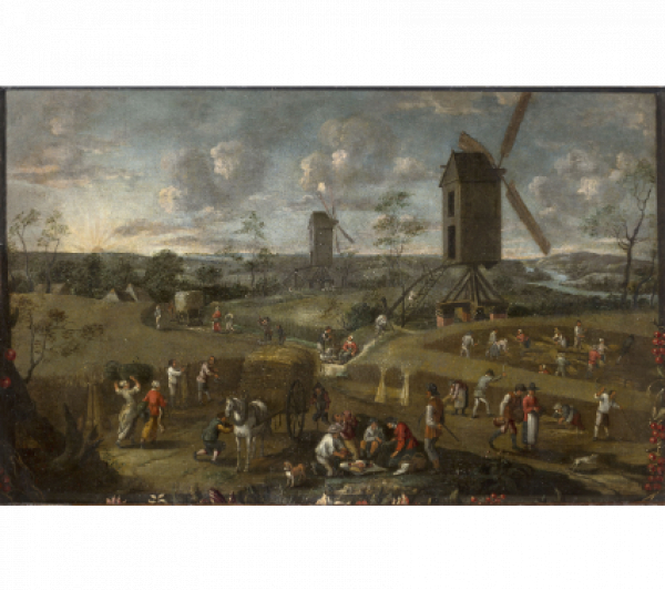 JAN BRUEGHEL, EL JOVEN (Amberes, 1601-1678)  Vista de un paisaje de verano   Óleo sobre lienzo.