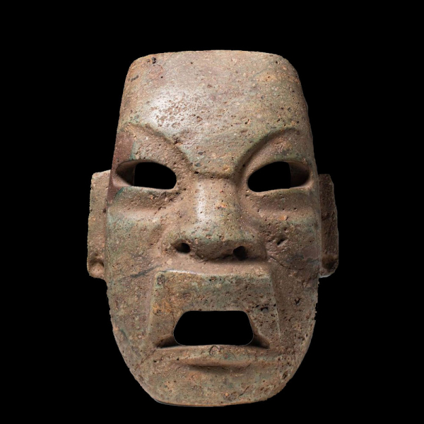 Máscara ceremonial de hombre-jaguar (were-jaguar), Cultura olmeca, México, periodo Preclásico Medio (900-600 a. C.)   