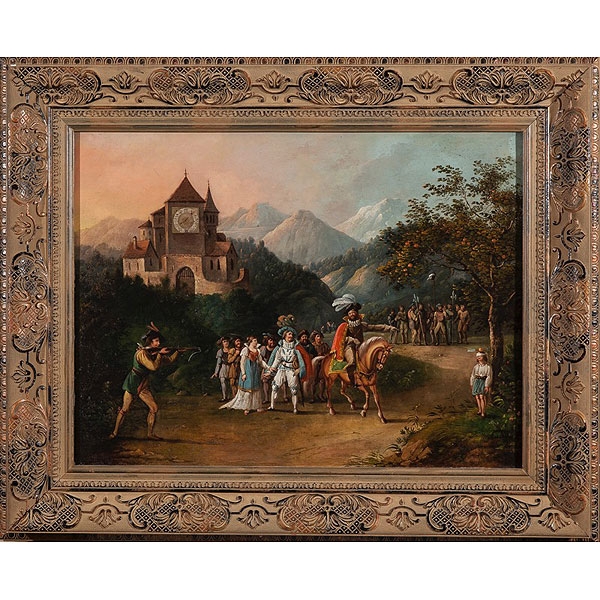 Escuela Alemana S.XVIII "Guillermo Tell y su hijo Gualterio"