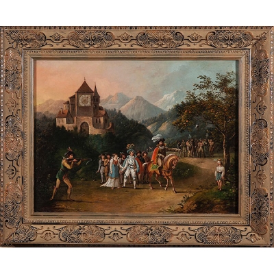 Escuela Alemana S.XVIII "Guillermo Tell y su hijo Gualterio"