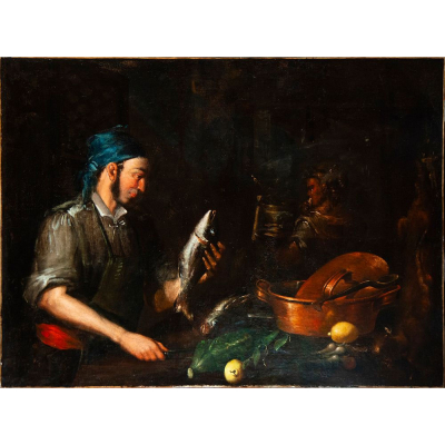 Seg&uacute;n Francesco Recco Escuela napolitana. Siglo XVIII.    &Oacute;leo sobre lienzo.