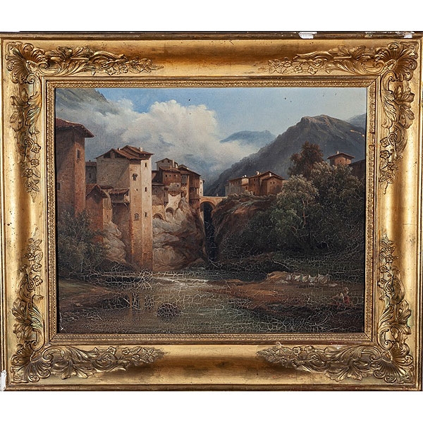 Paisaje italiano con r&iacute;o