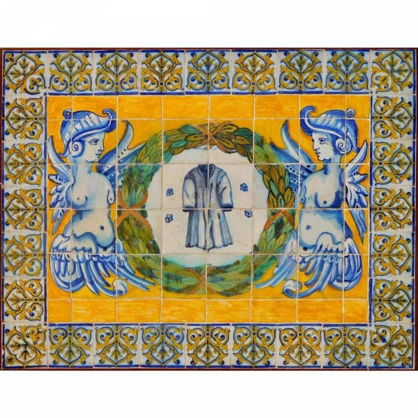 Panel de azulejos portugueses policromados representado "La Pasi&oacute;n de Cristo", siglo XVII.