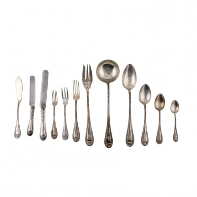 Cuberter&iacute;a de plata espa&ntilde;ola punzonada Ley 916, S. XX. 