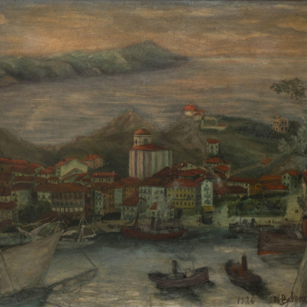 "Vista del puerto de Zumaya" NARCISO BALENCIAGA (Arrona, Guipúzcoa, 1905-México, 1935) Óleo/Lienzo