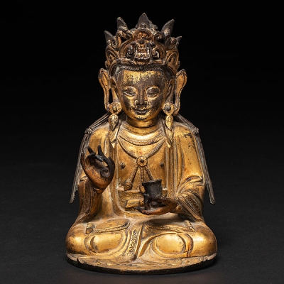 Figura de Guanyin en bronce dorado Dinastía Ming,Siglo XVI-XVII