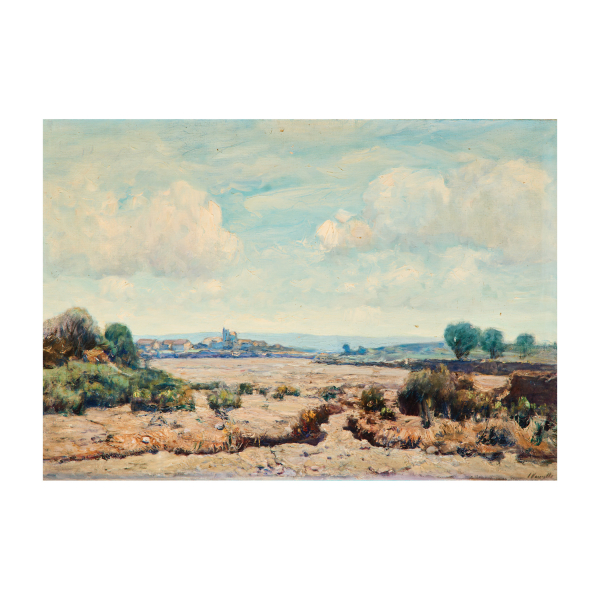 Joaquim Vancells Vieta (Barcelona, 1866-1942) Paisaje de campo. Óleo sobre tela. Firmado.